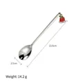 304 stainless steel coffee spoon with red Christmas bell charm and mirror finish - Silver Christmas Bell