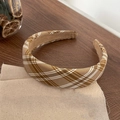 Vintage brown plaid headband with classic Scottish pattern and retro academic style - Yellow Plaid