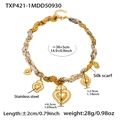 Collana a foulard in acciaio inossidabile dorato con pendenti a cuore e seta - Collana (TXP421-1) / 38+5cm
