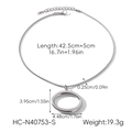 Detail of silver hollow oval pendant on twisted rope chain with lobster clasp and extension - Silver Twist Chain Style (HC-N40753-S)
