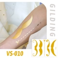 Metallic gold temporary tattoo stickers with mustache and dot patterns for face and body - VS010 (Gold Mustache Totem)