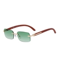 Frameless sunglasses with green gradient lenses and reddish-brown wood grain temples - C7 Gradient Green (ZZC)