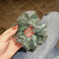 Iridescent green organza scrunchie with shimmering laser finish for women's hairstyles - Mermaid Green