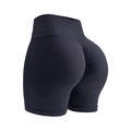 Pantaloncini da yoga senza cuciture grigio scuro a vita alta con effetto scrunch - S / Grigio Nero