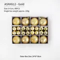 40-piece gold Christmas ball set in 6cm and 3cm sizes with glitter and shiny finish - Ansx612 (gold) 40-pack