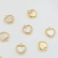 18k gold plated heart-shaped shell pendants with zircon accents for DIY jewelry making - Hollow Heart 14x15mm