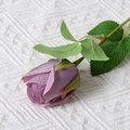 Lifelike single purple artificial velvet rose flower for wedding and home decoration - Rose Bud (Purple)
