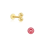 Vertical double gold ball S925 sterling silver labret stud earring with screw back - Gold #8 (Double Ball)