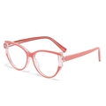 Modieuze roze cat-eye bril met blauwlichtfilter en transparant montuur voor dames - C4 Roze