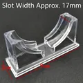 Clear acrylic bracelet display stand with double U-grooves on dark leather background - No. 6 Vertical Bracelet Stand
