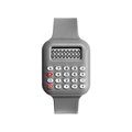 Dettaglio del mini orologio calcolatrice grigio con tasti numerici e cinturino - Grigio