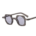 Retro geometric sunglasses in smoke grey finish with gold metal rivet accents - C3 Grey Frame Light Grey Lens