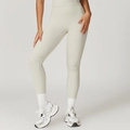 High-waisted lift yoga pants in light grey, featuring brushed quick-dry elastic fabric - XL / Bottoms / Grey Apricot