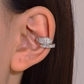 Silberne Schlangen-Ohrmanschette mit Zirkonia-Besatz im eleganten Doppel-Layer-Design - Weiß K Vollbohrer Schlange (Links 9558)