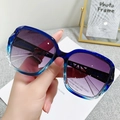 Chic oversized square sunglasses with blue gradient frames and purple gradient lenses - Gradient Blue