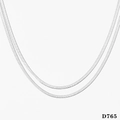 Double layered silver flat snake chain jewelry set with high polish minimalist finish - Silver Necklace (D765)