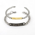Bracelets de couple en acier titane avec gravure True Love et maillons de chaîne - Gravure True Love (ZY100)