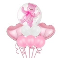 24-Zoll Baby Girl Bär Folien- und Latex-Ballon-Set für die Dekoration der Geburt - Rosa Bär Großes Folien- Herz- und Latexballon-Kombinationsset (Stil A)