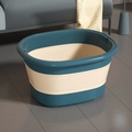 Deep blue foldable adult soaking tub with high sides made of durable PP and TPE materials - Blue (No Lid)
