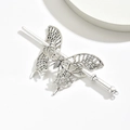 Zilveren holle vlinder haarspeld met gladde metalen stok op witte achtergrond - Zilver