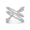 Elegant S925 sterling silver spiral ring with pear-cut cubic zirconia and clear pave stones - Spiral Layered Pear Cut Style (DY121107)-Size 6