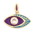 Gold-plated copper evil eye charm with purple enamel and center cubic zirconia - Eye Shape Purple Blue M916979-3