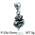 Ciondolo vintage in acciaio inossidabile con intarsio in zircone rosso e finitura in metallo - Ciondolo geometrico con intarsio di gemme (KP76856-BD)
