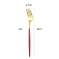 Golden and red stainless steel dinner fork 21cm long, weighing 30g for table setting - Red Gold Dinner Fork