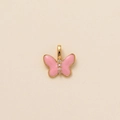 Elegant gold butterfly pendant featuring pink enamel wings and sparkling zircon inlay - Pink Butterfly Pendant