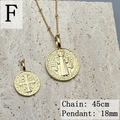 Golden Saint Benedict Medal pendant necklace with 45cm beaded chain and 18mm charm - F-St Benedict Medal