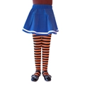 Halloween blue pleated skirt with orange and black striped tights for children - 6-8 Years / Orange and Black Striped