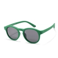 Toddler matte green silicone sunglasses with dark grey round lenses for outdoors - Cactus Green-C29