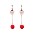 Christmas drop earrings featuring Santa Claus design with decorative red plush balls - Santa Claus Pom Pom Studs