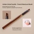 Pinceau manucure française avec manche café translucide et poils synthétiques de 0,9 cm - N° 150 (Pinceau French)