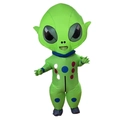 Inflatable alien costume in lime green with black eyes and colorful polka dots - Big-headed Alien / One Size
