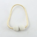 Golden woven curtain tieback with magnetic white pearl decorative spheres in a pair - Gold Yellow