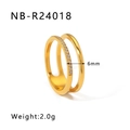 Anello farfalla dorato a due fasce con zirconia bianca lucida in stile elegante - Anello Doppio Pavé Liscio Dorato (NB-R24018)