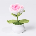 Handmade crochet pink and white gradient rose in a white ceramic pot for home decor - Rose Gradient Pink