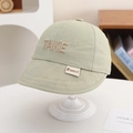 Close-up of light green quick-dry sun hat with 3D TAKE embroidery and fine fabric texture - 50cm 1-3 Years / Bean Green