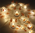 Christmas LED light string featuring white reindeer with glowing red noses and orange antlers - 1m 10-LED (2AA Battery Model) / Christmas Reindeer Head