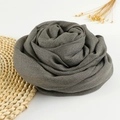 Solid charcoal grey cotton linen scarf shawl with fringe in rose flower folding shape - 190x100cm / Vintage Army Green