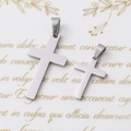 Detailed view of large and small polished stainless steel cross pendants for DIY necklaces - 14*21mm Pendant / Steel