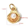 Golden scallop shell pendant with white pearl inlay for jewelry making DIY 1.2cm - BXGPJ111-Pearl Shell Pendant