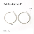 50mm minimalist silver stainless steel hoop earrings with 3mm thickness and 14g weight - Silver 50mm(YYE023402-50-P) / 50mm