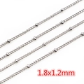 Polished silver stainless steel chain with round beads, 1.8x1.2mm DIY jewelry link - AH-180 (1.8x1.2mm) / Steel