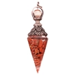 Pendentif pendule en argent antique avec pierres de cristal rouge et fil spirale - Jaspe Rouge