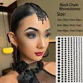 233pcs black adhesive rhinestones in 3-8mm sizes for eye makeup and hair styling - Black Linked Rhinestone Stickers