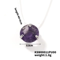 Detailed macro view of 0.8cm purple crystal zircon pendant with fine chain dimensions - Purple (KSN00011PU00)