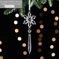 Clear acrylic snowflake pendant with prism drop for Christmas tree decor, 16cm height - Snowflake String C