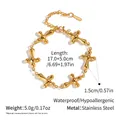 Polished gold stainless steel bracelet with six hollow cross charms and adjustable chain - Cross (YYB025056)